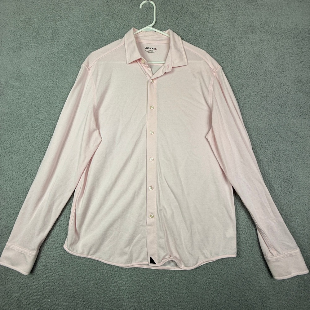 UNTUCKit Mens Pink Long Sleeve Button Down Shirt Large Cotton Casual Dress